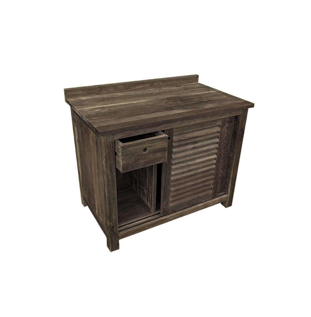 The 'Timbak' Louvered Reclaimed Wooden Vanity Unit