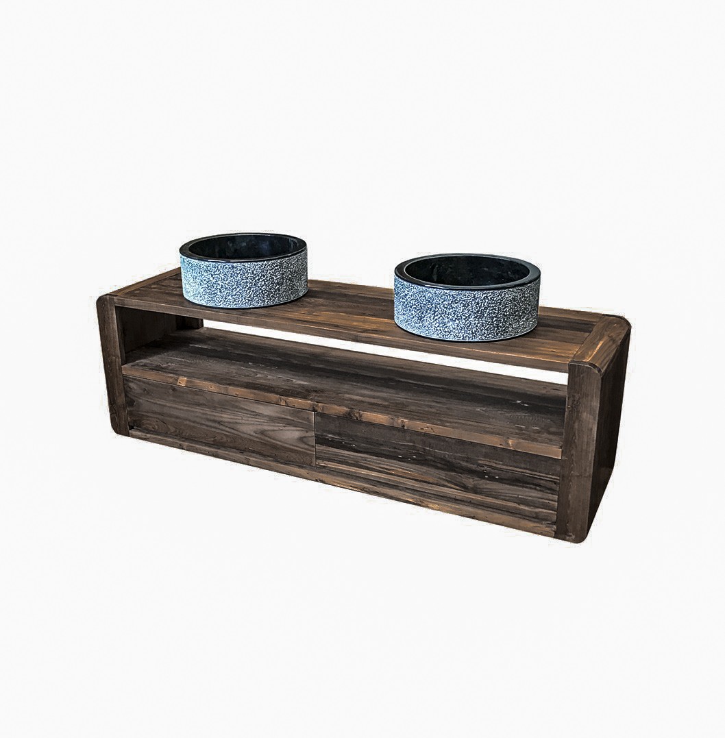 The 'Dasan' Wall Mounted Wooden Vanity Unit - 2 sizes available.